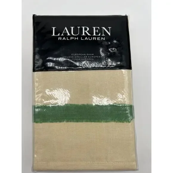 Lauren Ralph Lauren Allie Contrast Edge Euro Sham Light Hemp Green NEW - Picture 3 of 8